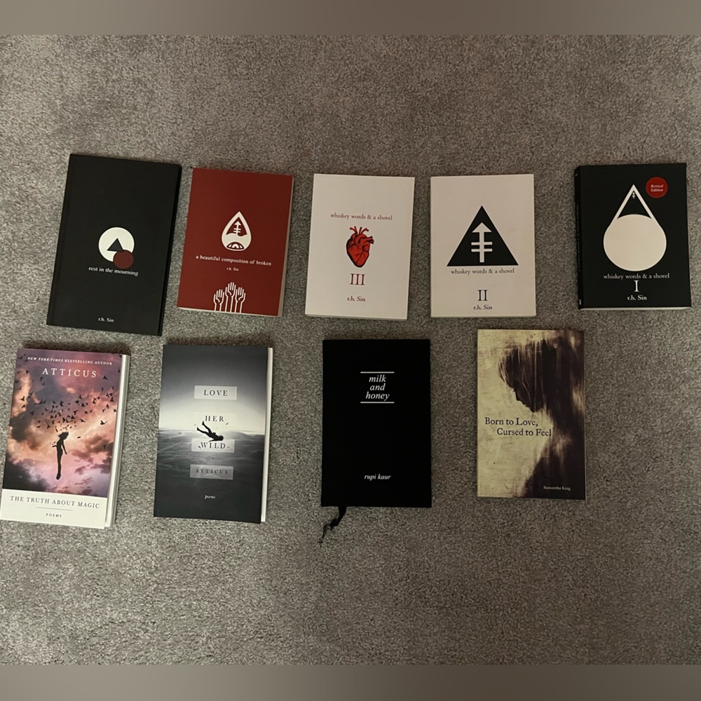 Poetry Book Collection - Black, Red, White Covers